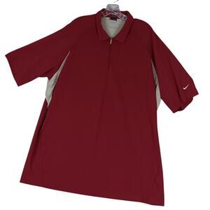 Nike Golf Fit Dry Quarter Zip Polo Men's‎ XL Red/White Lightweight Performance